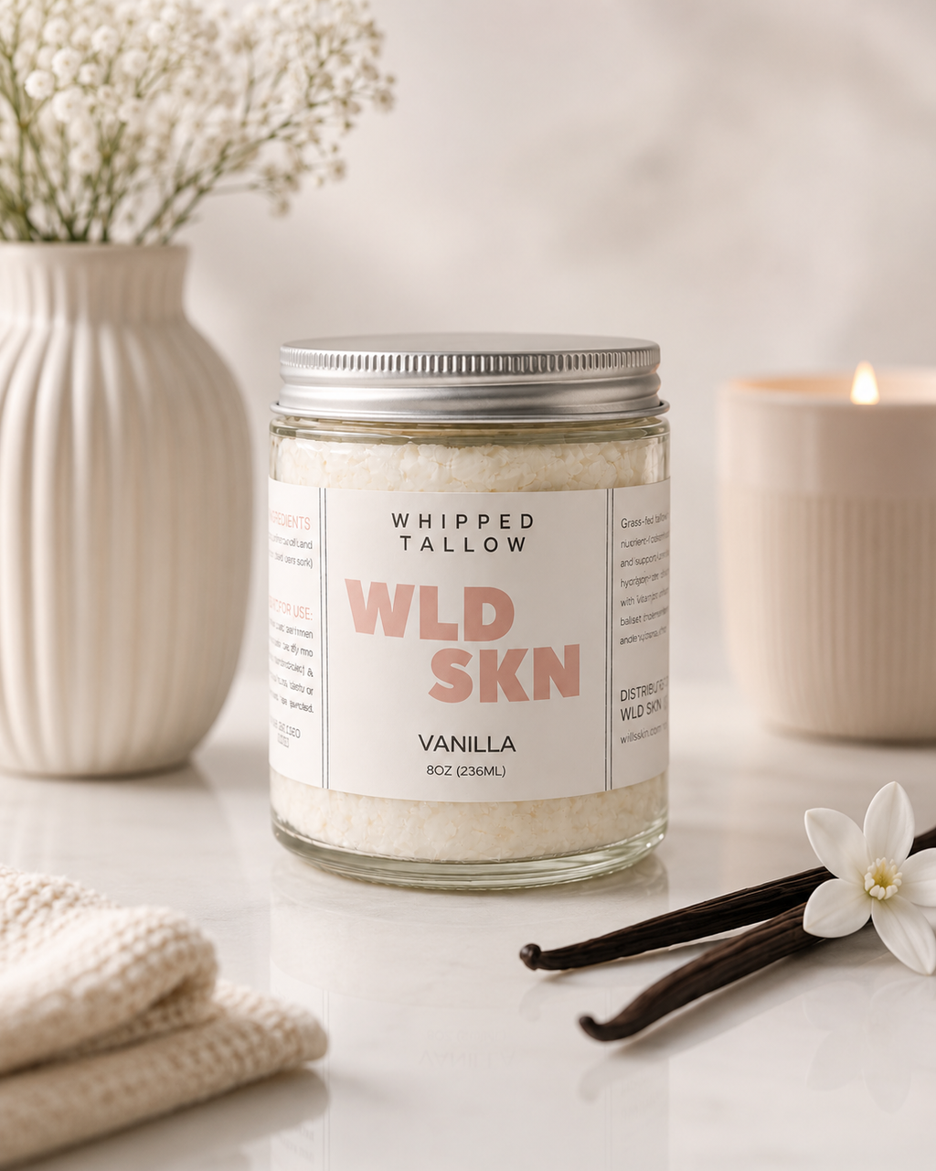 Vanilla Whipped Tallow Moisturizer | Premium Beef Tallow Skincare | WLD SKN Tallow